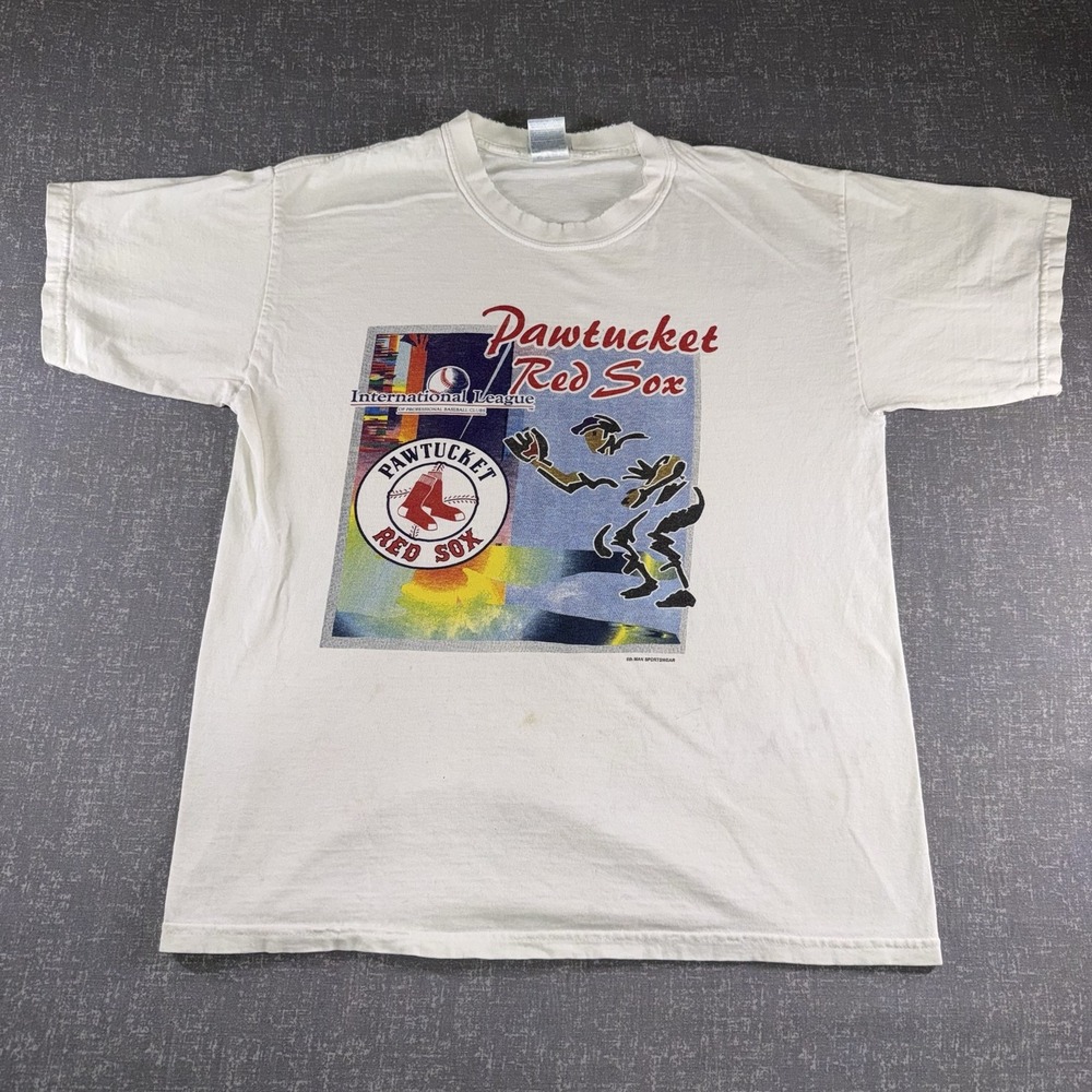 Pawtucket Red Sox Shirt Mens Large MiLB 6th Man Sportswear White Graphic Tee